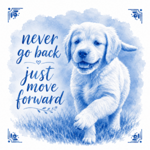 Tegeltje met Tekst "Never go back - Just move forward